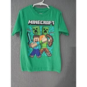 Boy's Minecraft Shirt 555... Creeper Size Small Green Short Sleeve Video Game